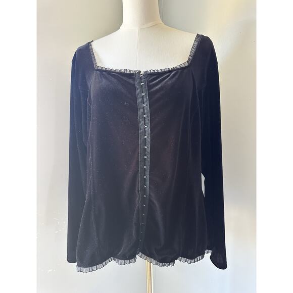 Monroe Main Whimsagoth Velvet Hook Corset Cosplay Sexy Shirt Top Plus size 2x - Picture 1 of 6